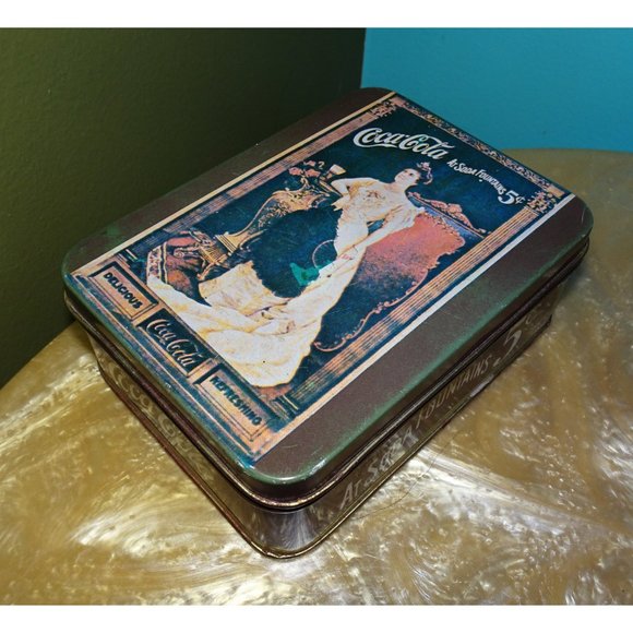 Vintage Coca Cola Queen Mary Tin w/ Note Pad collectible memorabilia stash box - Picture 3 of 11